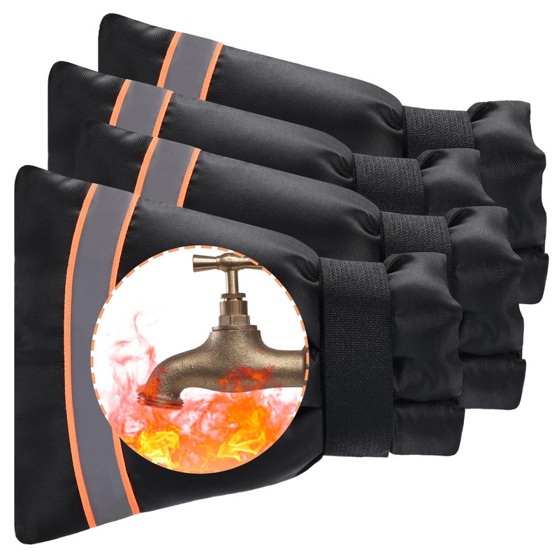 TRIOSEA Outdoor Faucet Cover, Thicken Outdoor Faucet Covers for Winter Freeze Protection 5.9 "" W x 7.1 "" H Orange Reflective Strip, Outside Faucet Socks Reusable Waterproof Insulated Wrap Spigot Cover, 4 Pack - Image 1